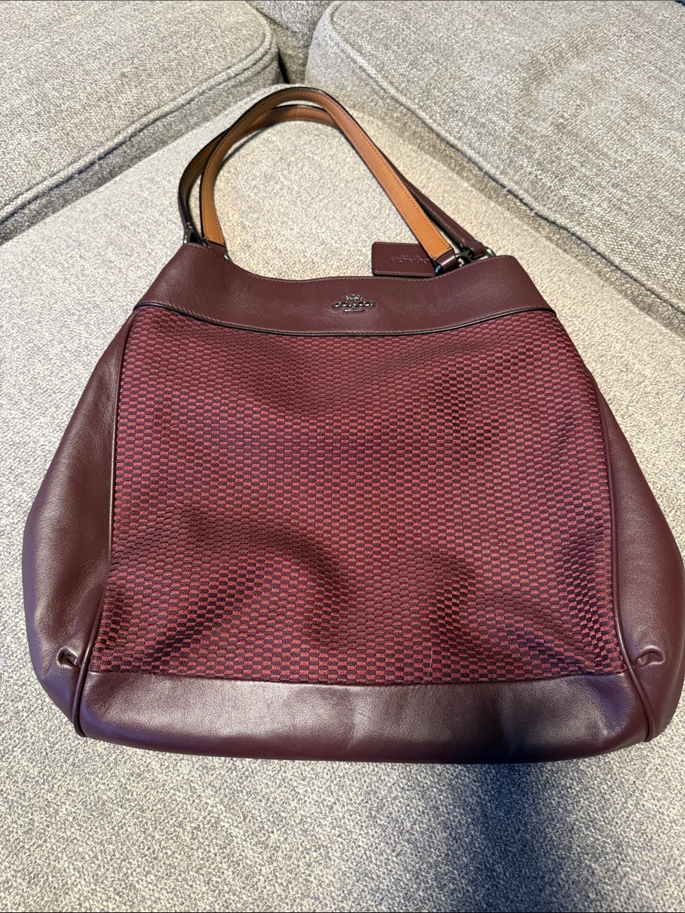 Coach Burgundy and Dark Brown Shoulder Bag